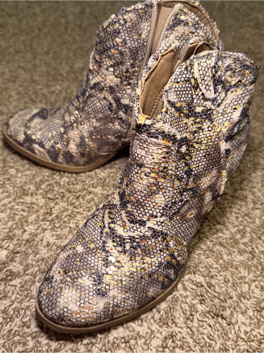 Snake-Print Women's Ankle Boots